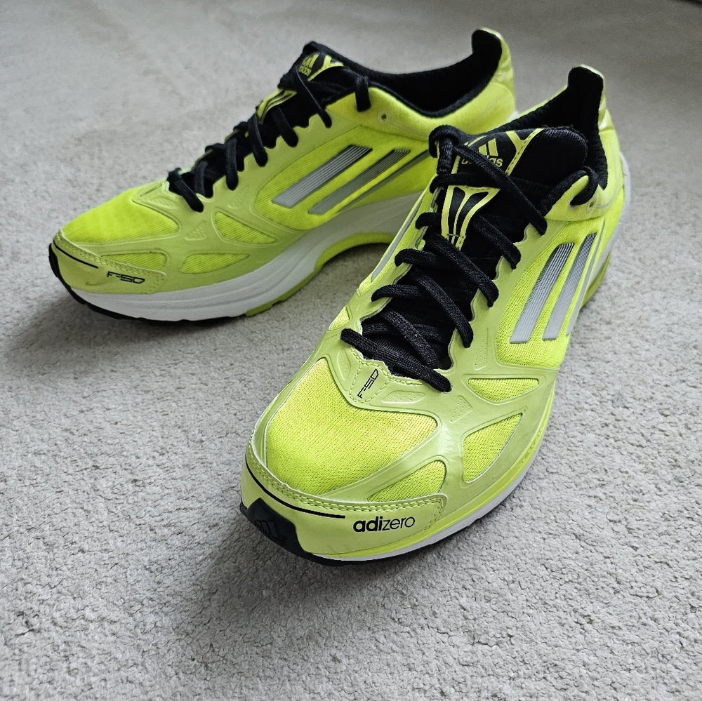 Adidas Men’s Neon Yellow And Black Running Shoes Size… Gem